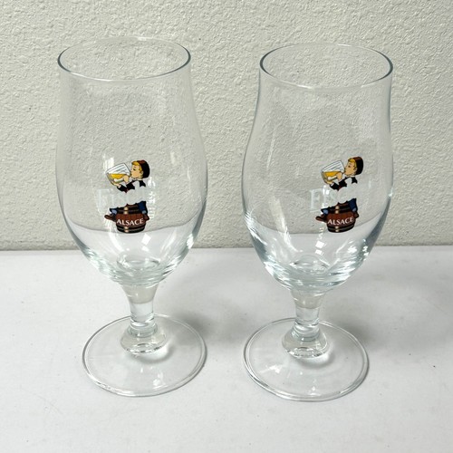 Fischer Brasseur Stemmed Tulip Beer Glass Set of 2 Alsace France .4L Brewery