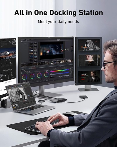 uni USB C Docking Station Triple Display 13in1 Displaylink Docking 4K UA130-23 - Bild 7 von 9