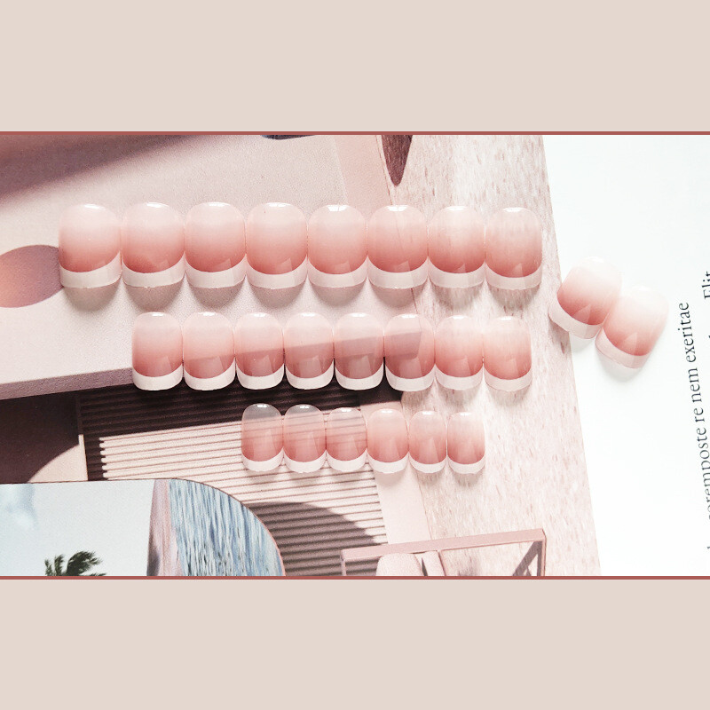 Press On Nails Glue Gel On False Reusable Fake French Tip Full Cover