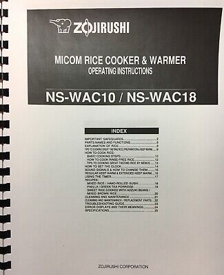 OWNER'S MANUAL for Zojirushi Micom Rice Cooker & Warmer NS-WAC10 & NS