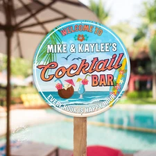 Personalized Cocktail Bar Sign Tropical Decor Pool Backyard Patio 100140050006