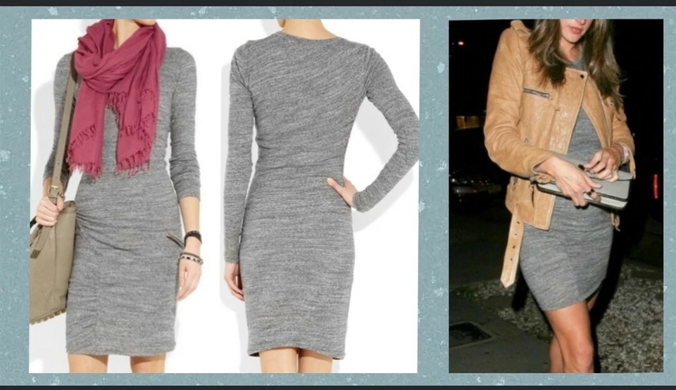 Vestido Jersey ISABEL MARANT ETOILE Para Mujer Talla L (FR 40) "Ela" Gris Lados Acanalados Foto 3 de 4