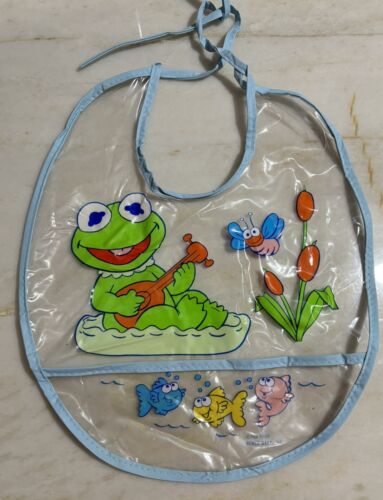 1989 Vintage Plastic Vinyl Infant Baby Bib Muppet Babies Kermit The Frog Remco