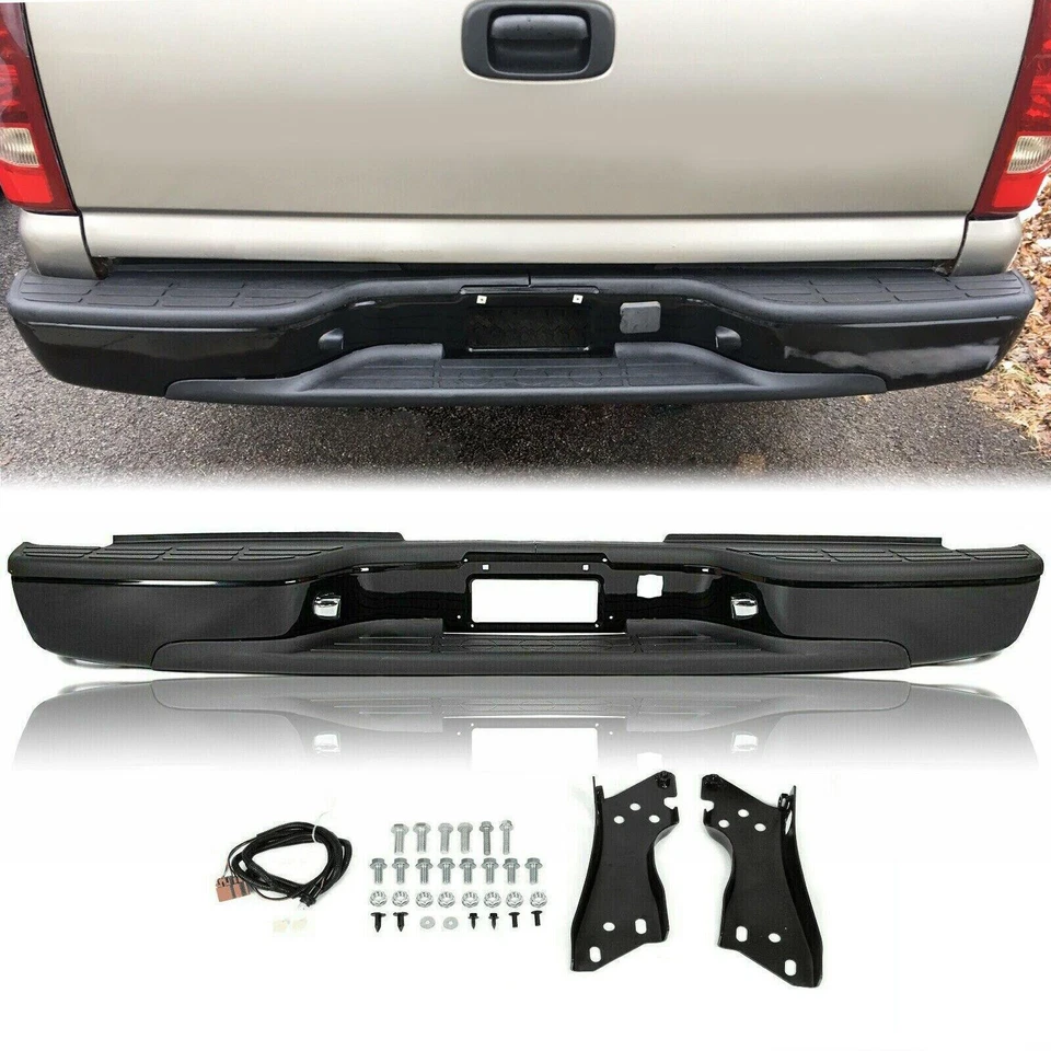 Complete Rear Step Bumper For 1999-07 Chevy Silverado GMC Sierra 1500 2500 Black - Image 3 of 4