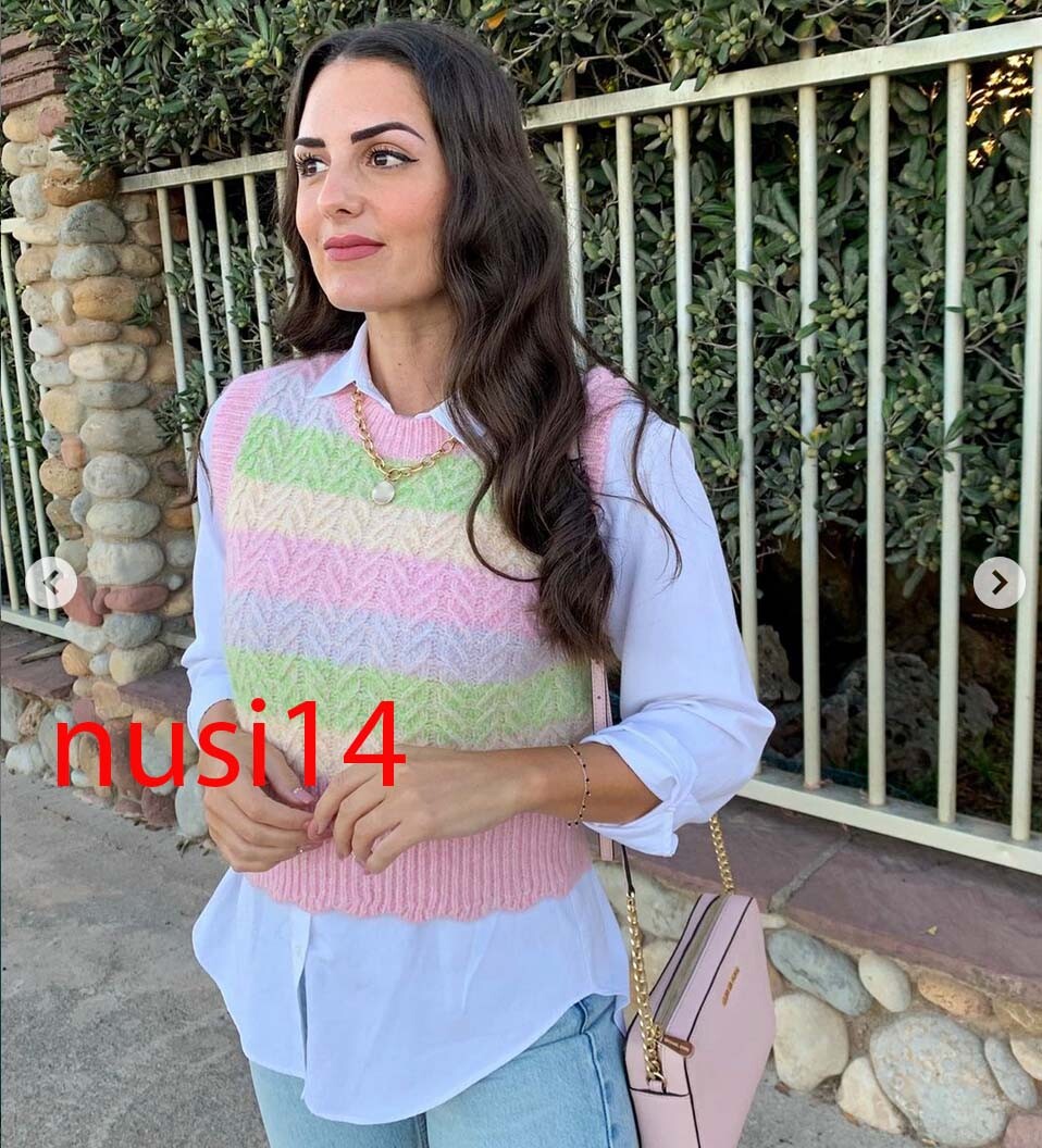 ZARA NEW WOMAN STRIPED KNIT VEST WOOL 