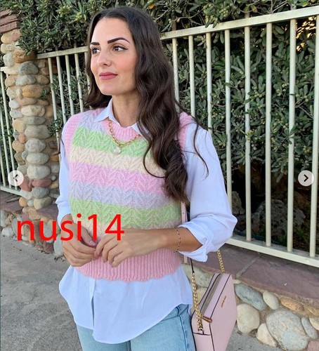 ZARA NEW WOMAN STRIPED KNIT VEST WOOL 