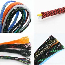 20 100mm Expandable Braided Dense PET Sleeve Cable Hose Audio Diy - Various Col
