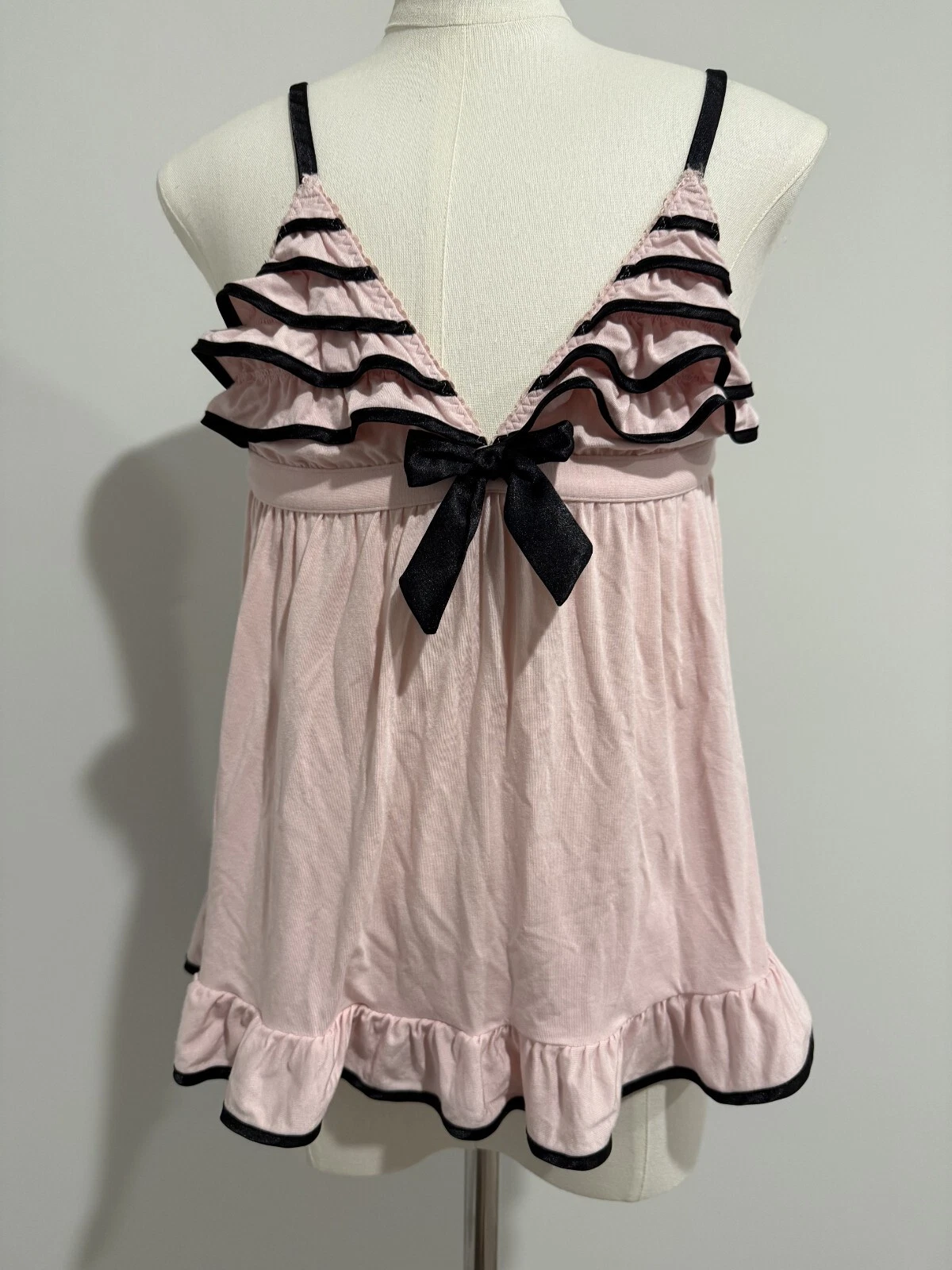 UNDERCOVER Victoria's Secret Vestito Slip Rosa Nero Sexy Babydoll Tg S P