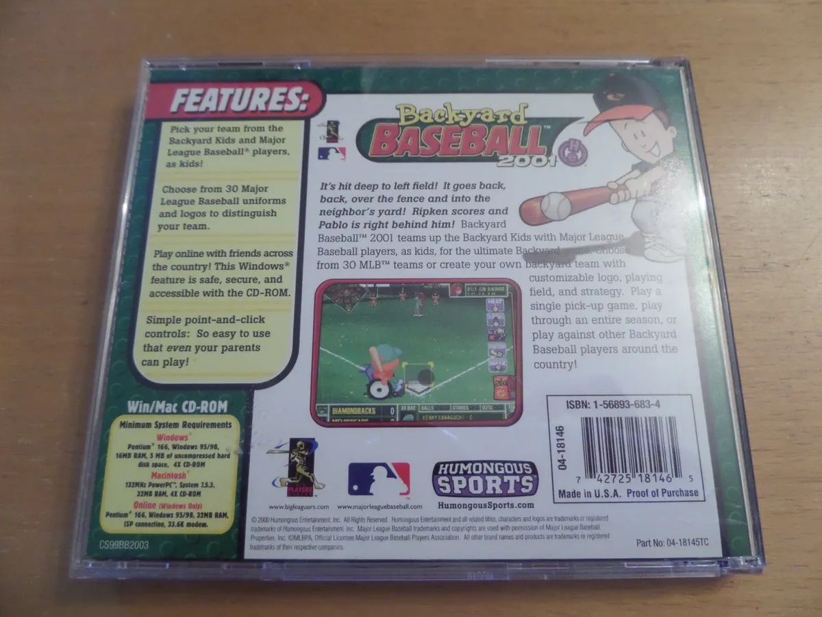 Backyard Baseball 2001 PC CD-ROM (Windows/Mac, 2000) Windows 9598 742725181458 eBay