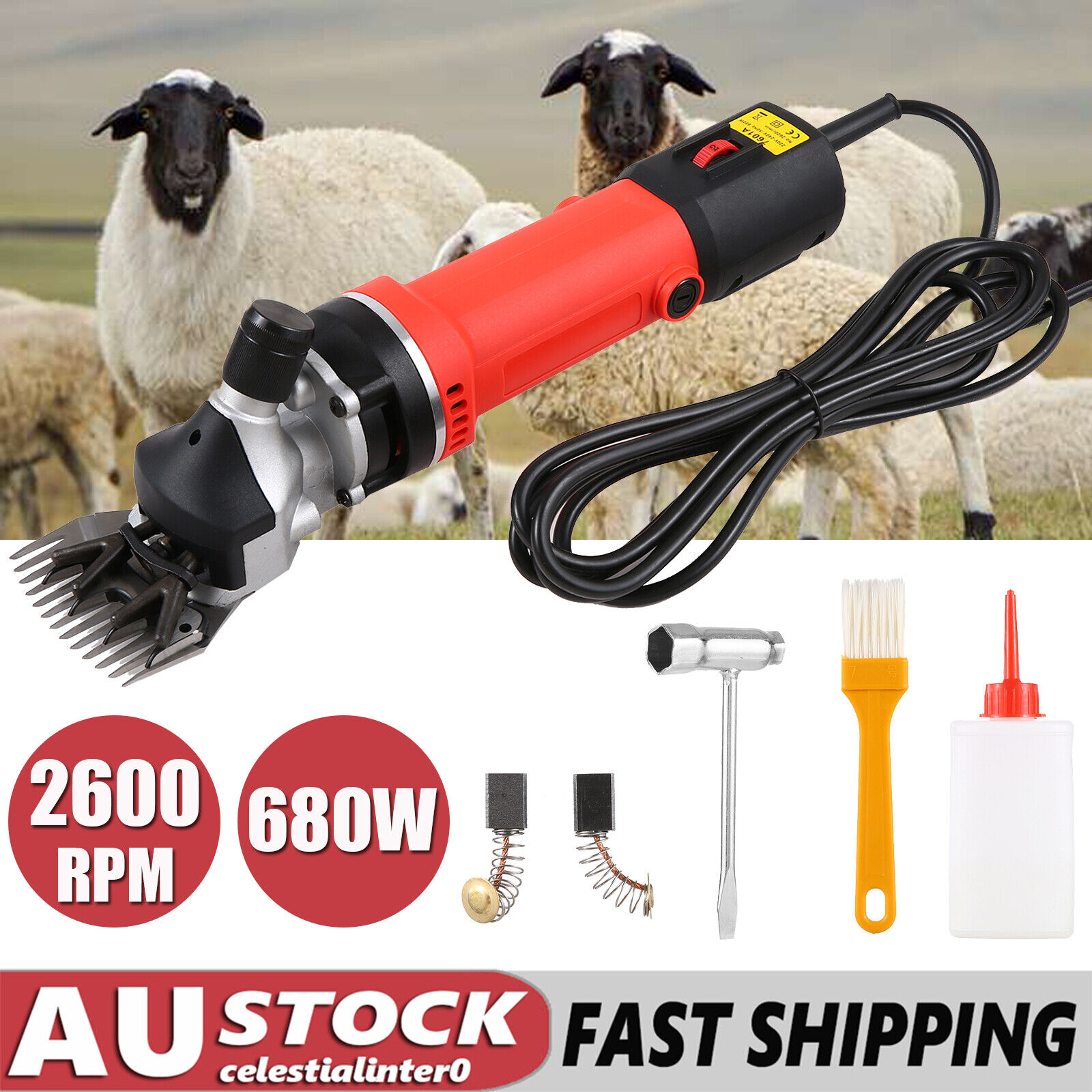 680W Electric Sheep Shears Animal Clippers Farm Livestock Wool Carding Tools AU