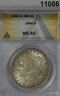 1884 MORGAN SILVER DOLLAR ANACS CERTIFIED MS62 GOLDEN! #11086