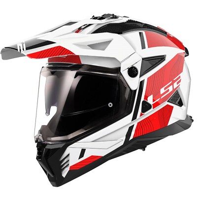 LS2 MX702 Pioneer 2 Hill weiss/rot Adventure Helm Sonnenblende 57/58-M