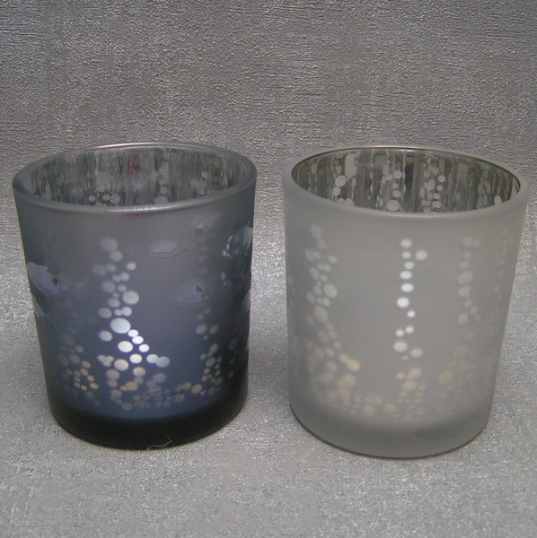 Gilde Windlicht Teelichthalter Seaworld 2Er-Set Glas Blau Silber Edel Modern-image