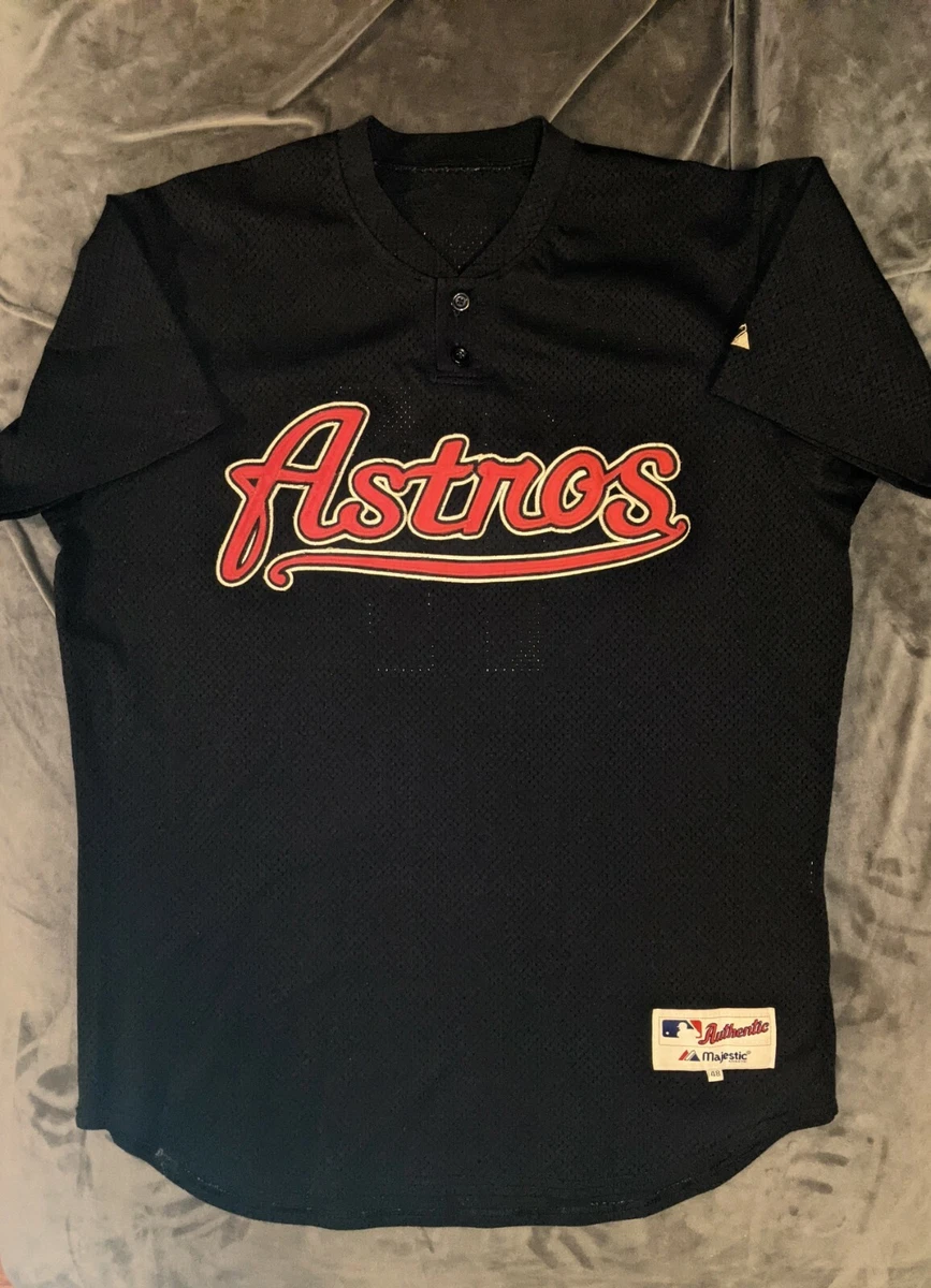 LANCE BERKMAN Majestic AUTHENTIC HOUSTON ASTROS Black BP Jersey 48