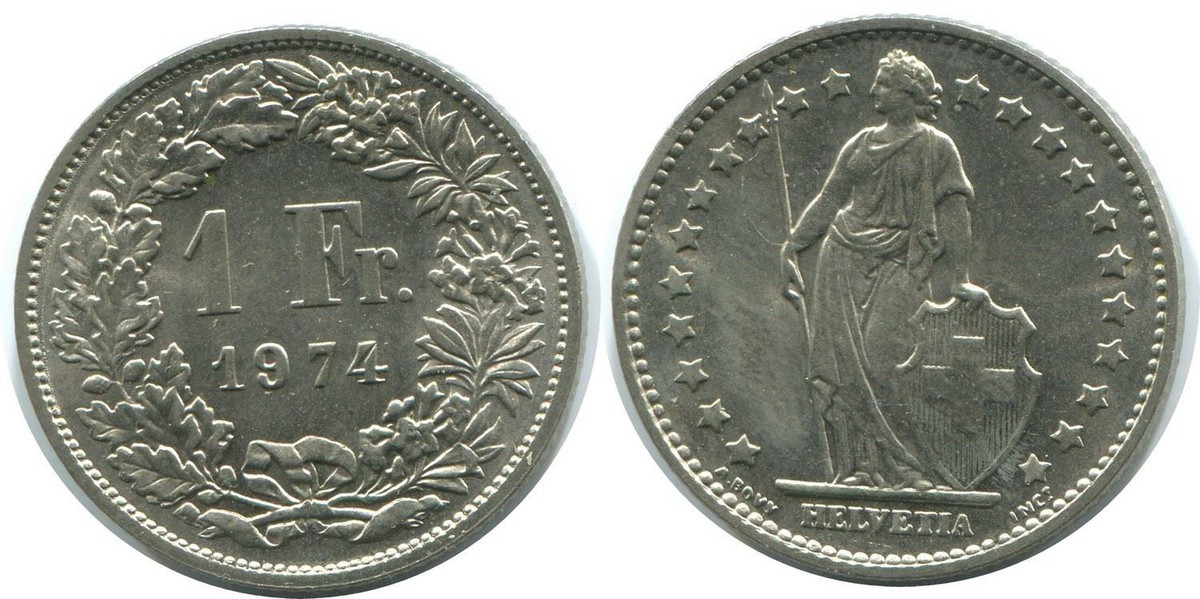 1 FRANC 1974 SCHWEIZ SWITZERLAND Münze HELVETIA #AD996.2.D | eBay