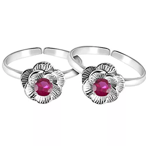 The Arpita Silver Toe-Rings multicolour-Buy Real Gemstone Jewellery Online  — KO Jewellery