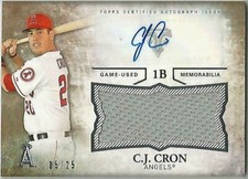 2015 Triple Threads C.J. Cron Auto/Jersey Card  5/25