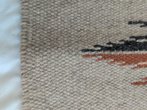 Chimayo New Mexico Ortega’s Weaving Shop 100% Wool Hand woven 15" X 14.5" Rug - Picture 7 of 10