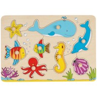 "Goki Steckpuzzle \"Unterwasserwelt\" 57953 - Holzspielzeug Steckpuzzle 8 Teile"