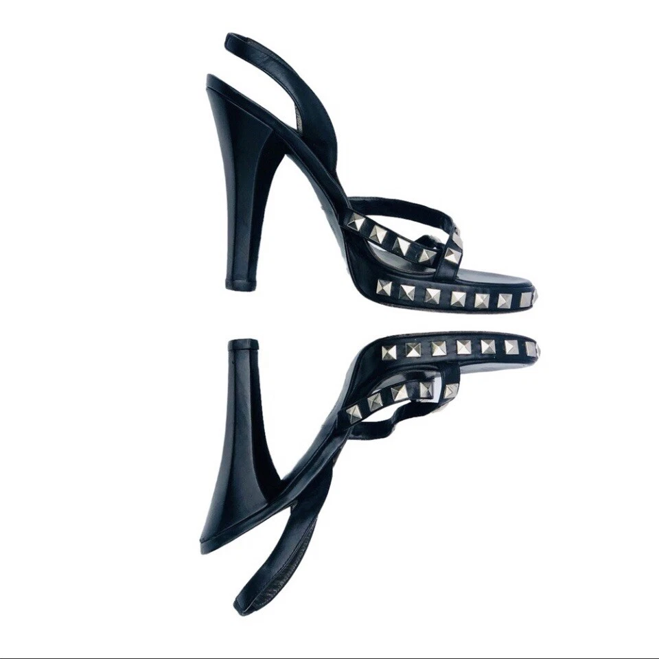 Gianni Versace tacchi alti neri con borchie punta aperta taglia 9 EU 39