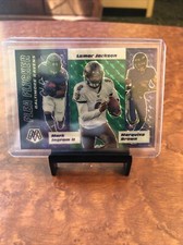 Ravens Flea Flicker 2020 Panini Mosaic Green Prizm Refractor Lamar Jackson FF2