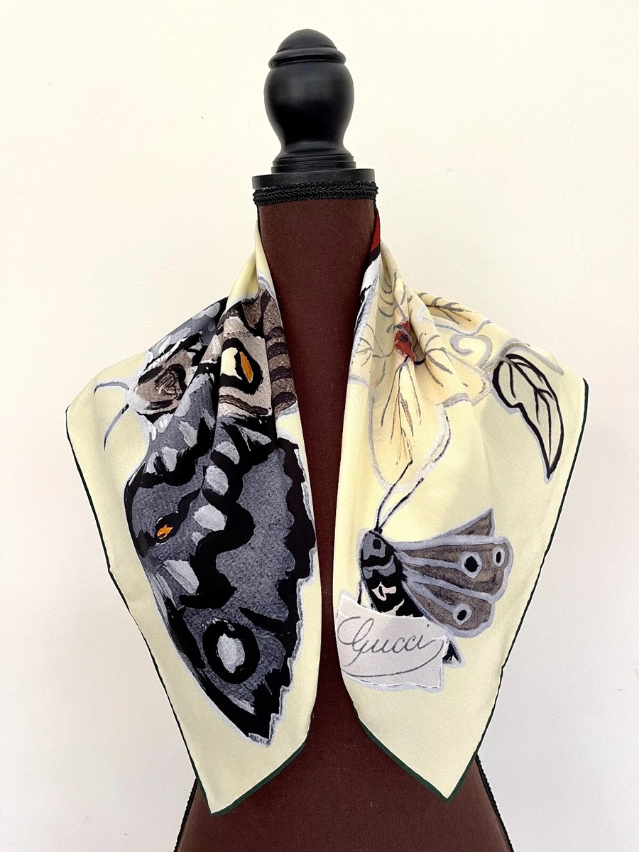 Gucci butterfly cheap silk scarf