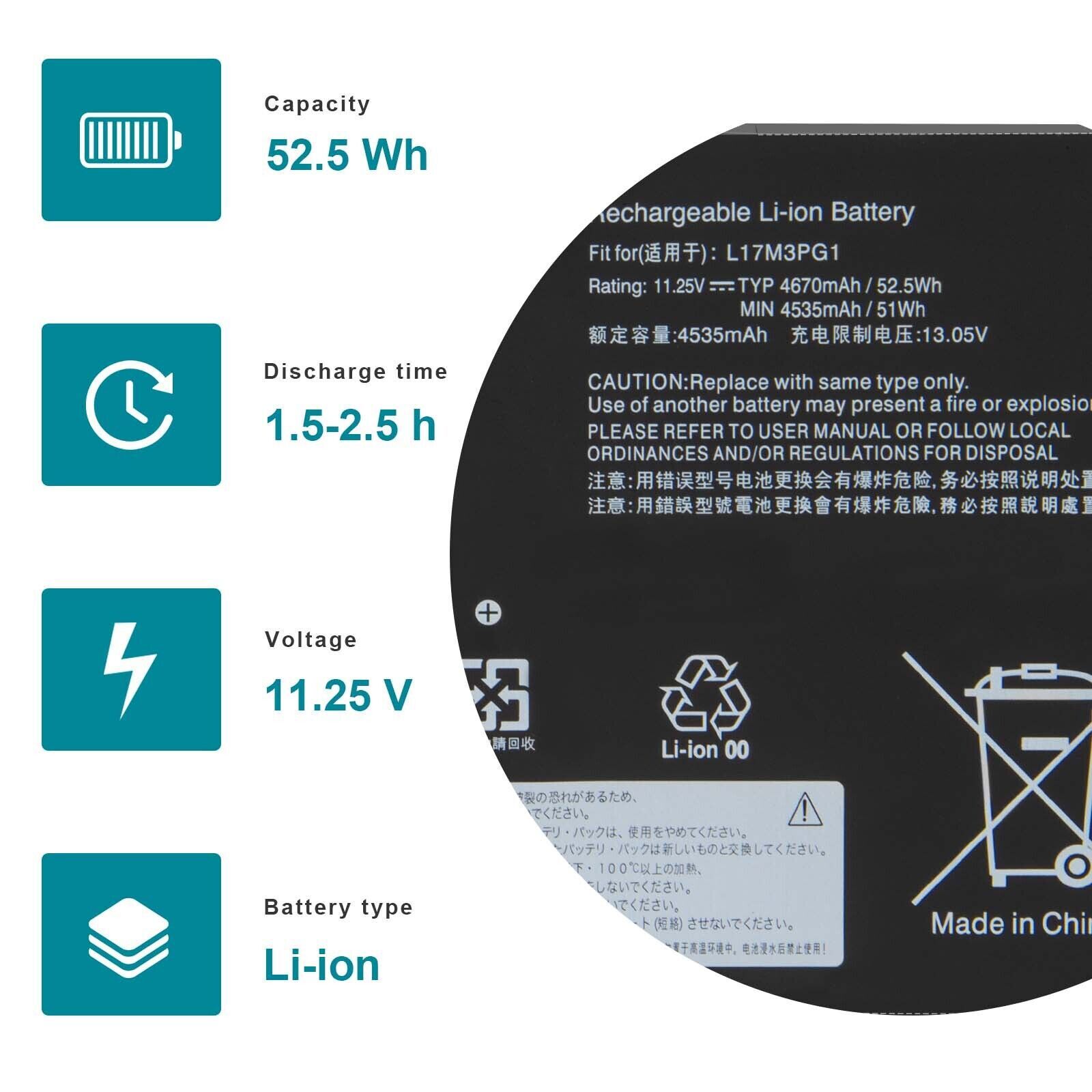 L17C4PG2 L17M4PG2 L18C4PG1 5B10Q88556 5B10Q88558 5B10T11520 5B10W67371 5B10W67206 Laptop Batterij Vervanging voor Lenovo Legion Y740-17IRH Y740-17IRHG Y730-17ICH Y740-17ICHG Series(15.4V 76Wh