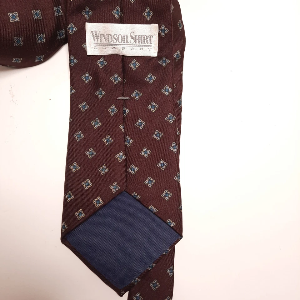 Corbata 100% Seda Italiana HOMBRE Púrpura con Flores Otoño Invierno - Windsor Shirt Company Foto 4 de 4