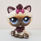 Littlest Pet Shop Authentic # 2143 Glitter Himalayan Cat Pink Bow Blue Eyes