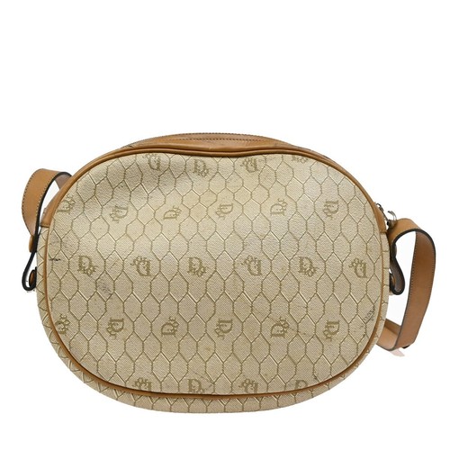 CHRISTIAN DIOR Logo Honeycomb Shoulder Bag PVC Leather Brown GHW France 65EE384 - Picture 3 of 17