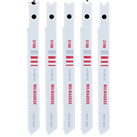 Milwaukee 48-42-2190 3-5/8" 14-TPI Metal U-Shank Jigsaw Blades, 5-Pack