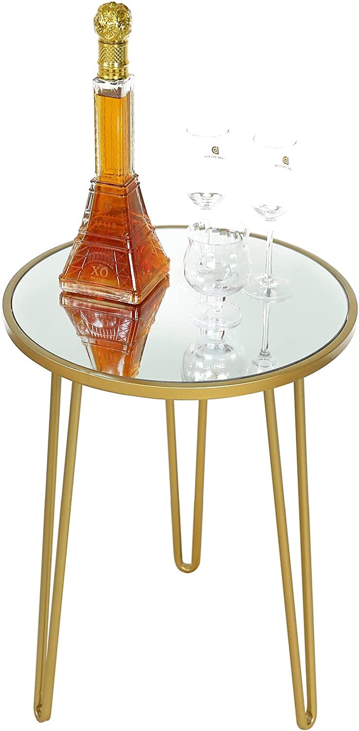 Small End Side Table Modern Round Glass Tables Mirrored Accent Coffee