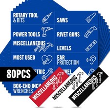Toolbox Organization Magnetic Labels-80 Large Tool 3.125 x 1.0 Inches, Blue