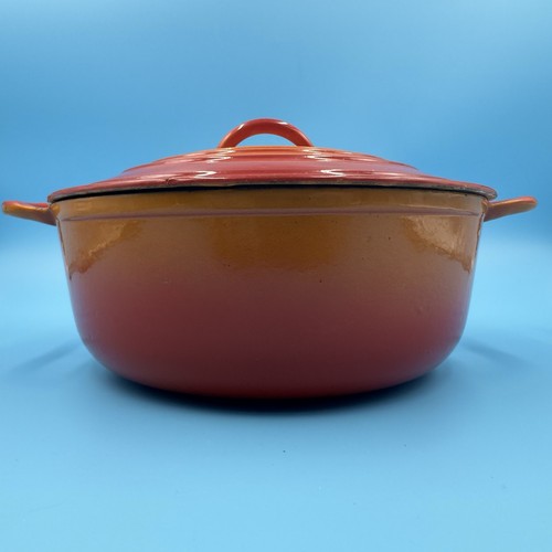 Olla redonda de hierro fundido para horno holandés DESCOWARE esmalte llama Bélgica #22 rara buen estado - Imagen 18 de 20