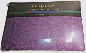 Colours By Alexander Julian Twin Fitted Sheet Plum 50/50 percale 1990's vintage