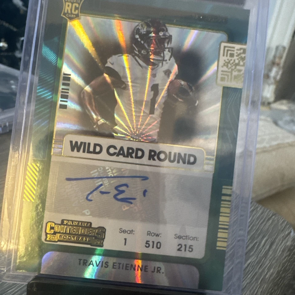 2021 Contenders Ticket RPS Wild Card Round Travis Etienne Jr #112 Rookie Auto RC - Image 4 of 4