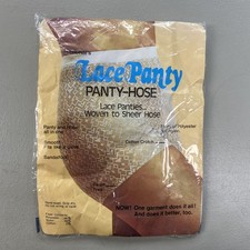 Vintage National Pantyhose Size D Medium Brown Lace Top Sheer Seamless NOS