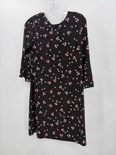 Pre-Owned Tommy Hilfiger Black Size 12 Floral Knee Length Long Sleeve Dress