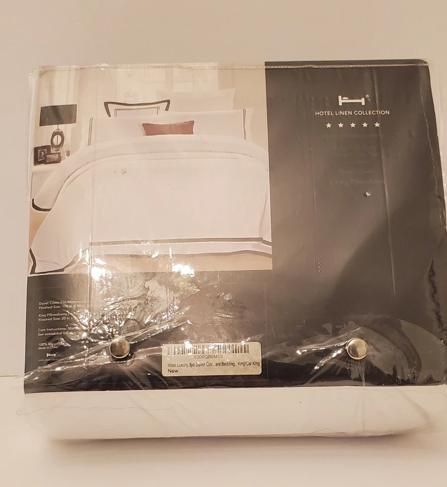 Juego de funda nórdica Hotel Collection King/Cal 100 % microfibra blanco negro Foto 4 de 4