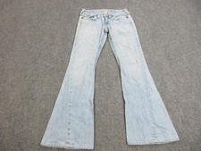 True Religion Jeans Womens 28 Light Wash Joey Big T Flare Distressed Denim