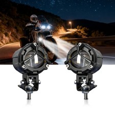2x Led Motorcycle Spot Lights Auxiliary Headlight Driving Fog Lamp Yellow White