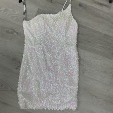 White Sequin Cut Out Short Cocktail Dress