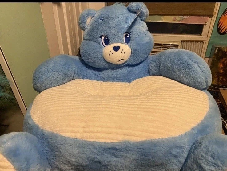 Rare Care Bears Pet Bed – blue Bear Plush Cushion for Small Dogs & Cats, 20”