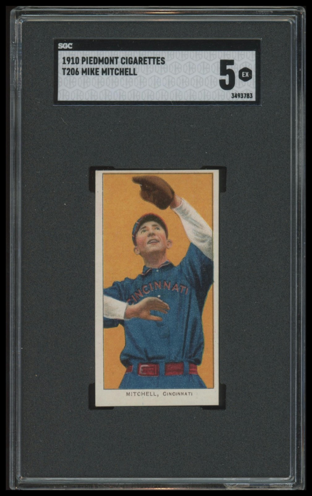 1909-11 T206 Mike Mitchell Cincinnati Reds Piedmont 350/25 SGC 5 Vintage