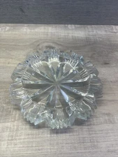 VINTAGE CRYSTAL LARGE 5.5 Inch ASHTRAY Vtg Ash Tray Glass Clear