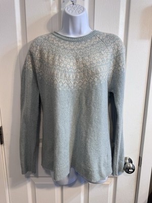 Anthropologie Tabitha Webb Fair Isle Sweater Womens Lambswool Blend Blue L