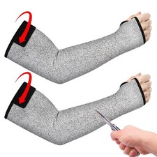 HeavyDuty Cut Resistant Arm Sleeves 1 Pair Grey for Gardening Welding Farming