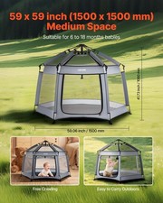 Baby Playpen, Pop Up Toddler Playpen With Canopy, Indoor  Outdoor Portable Play