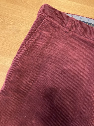 Brooks Brothers Corduroy Pants Men 35x32 Burgundy Milano Fit Straight Leg Casual - Afbeelding 4 van 24