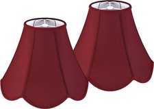 GO SO Set of 2 Wine Red Bell Lamp Shades Scalloped Lamp Shade Petal Edge Brai...